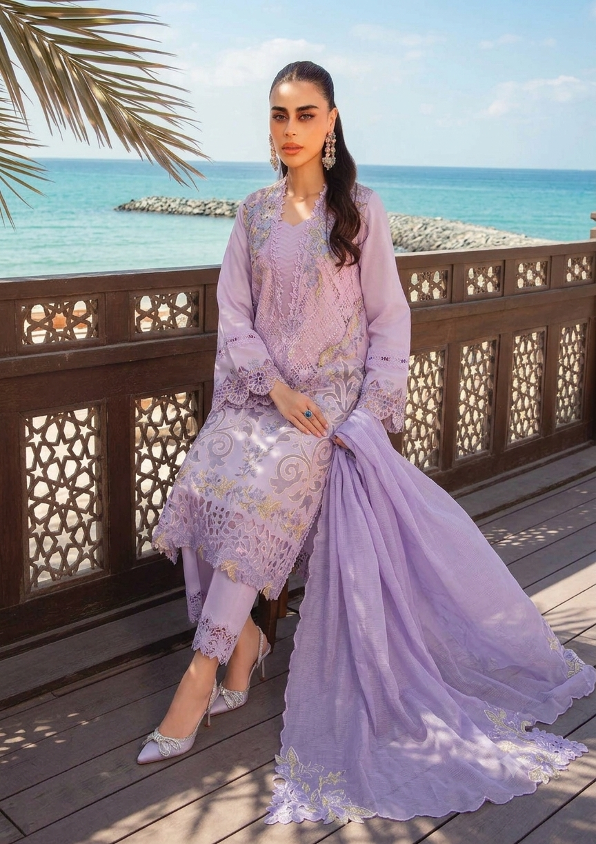 Alternative view of Rang Rasiya Purple Luxury Lawn Collection Replica