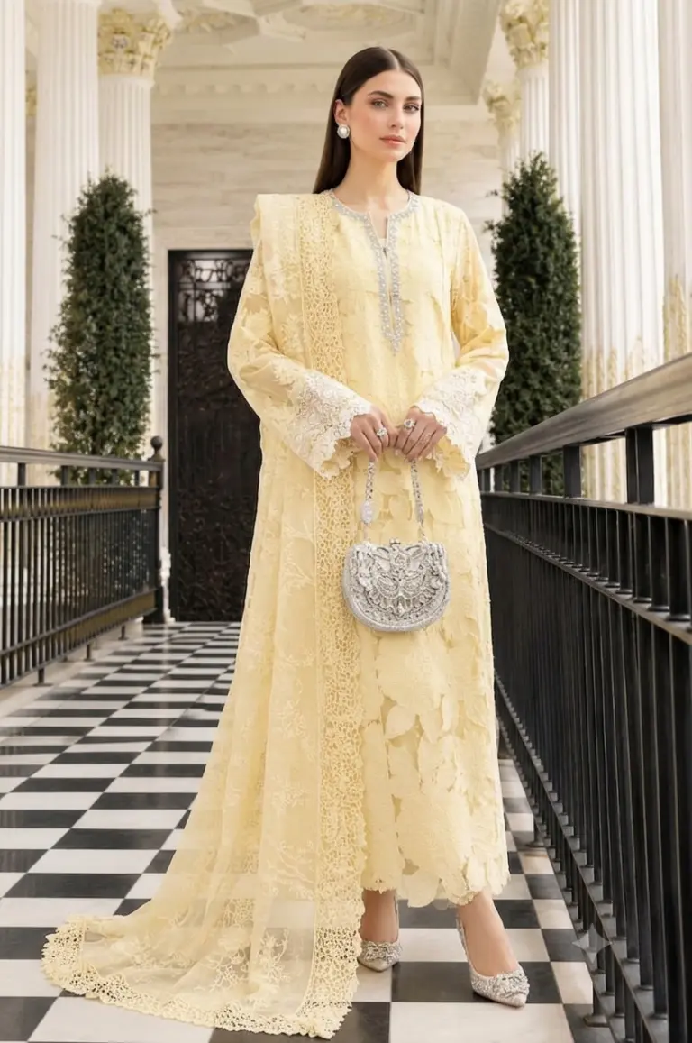 Maria B Yellow Luxury Lawn Collection Replica - Image 2
