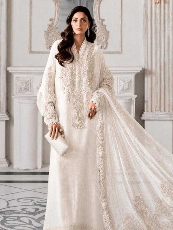 Maria B Cream Chiffon Formal Collection Replica