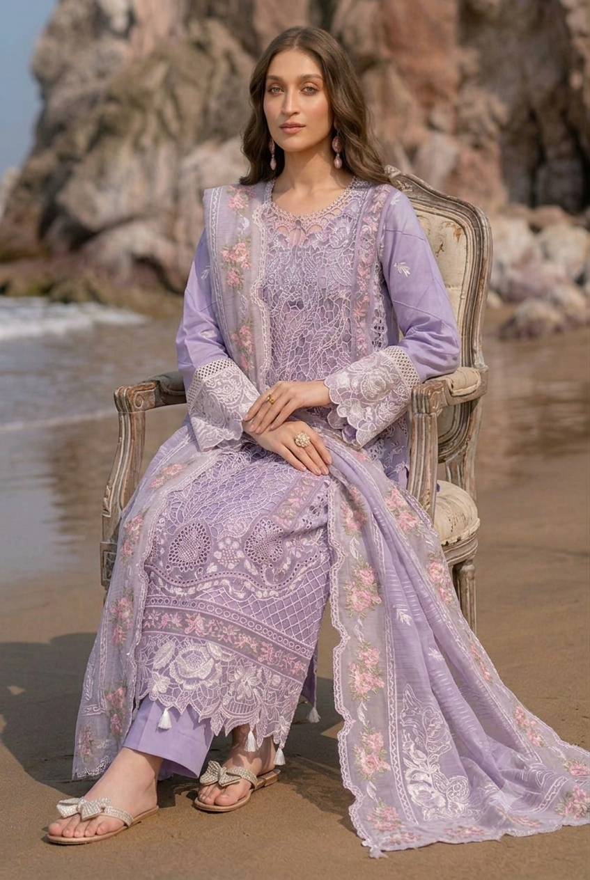 Mahnur Mauve Luxury Lawn Collection Replica - Image 3