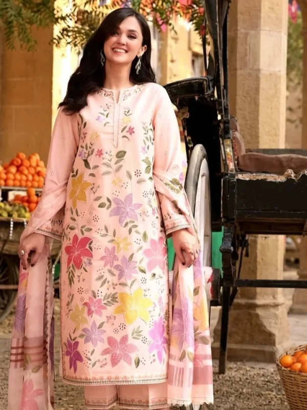 Aneela's Baby Pink Luxury Lawn Collection Replica