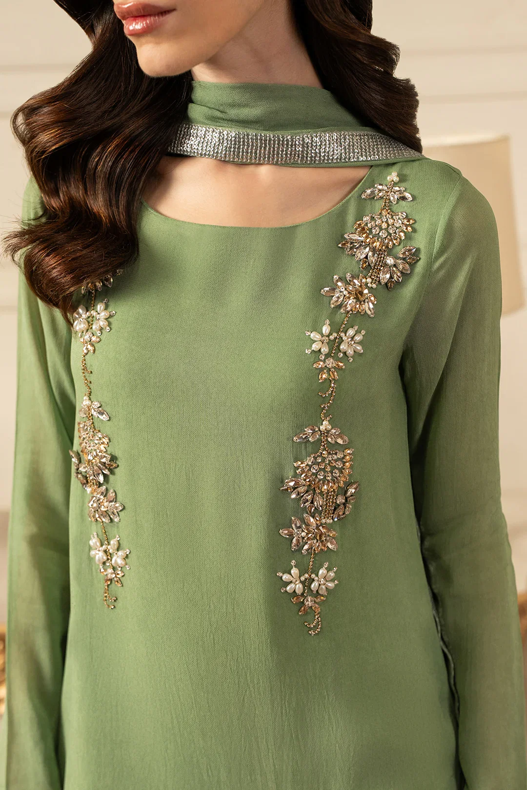 Lulusar Pistachio Chiffon Formal Collection Replica - Image 3