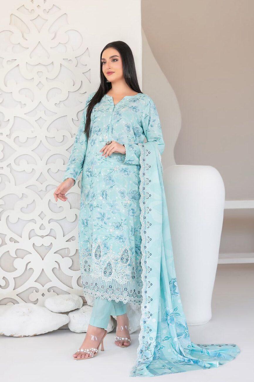 Tawakkal Sky blue Luxury Lawn Collection Replica