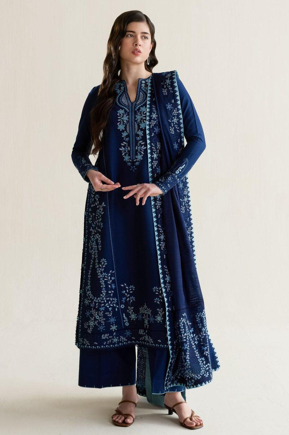 Pakeeza Zinc Blue Luxury Lawn Collection Replica