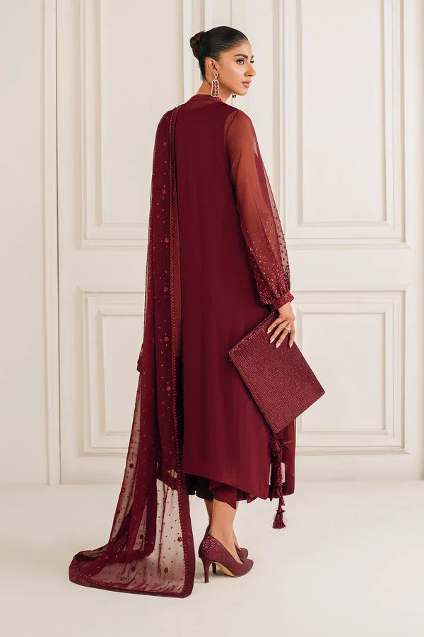 Alternative view of Baroque Maroon Chiffon Formal Collection Replica
