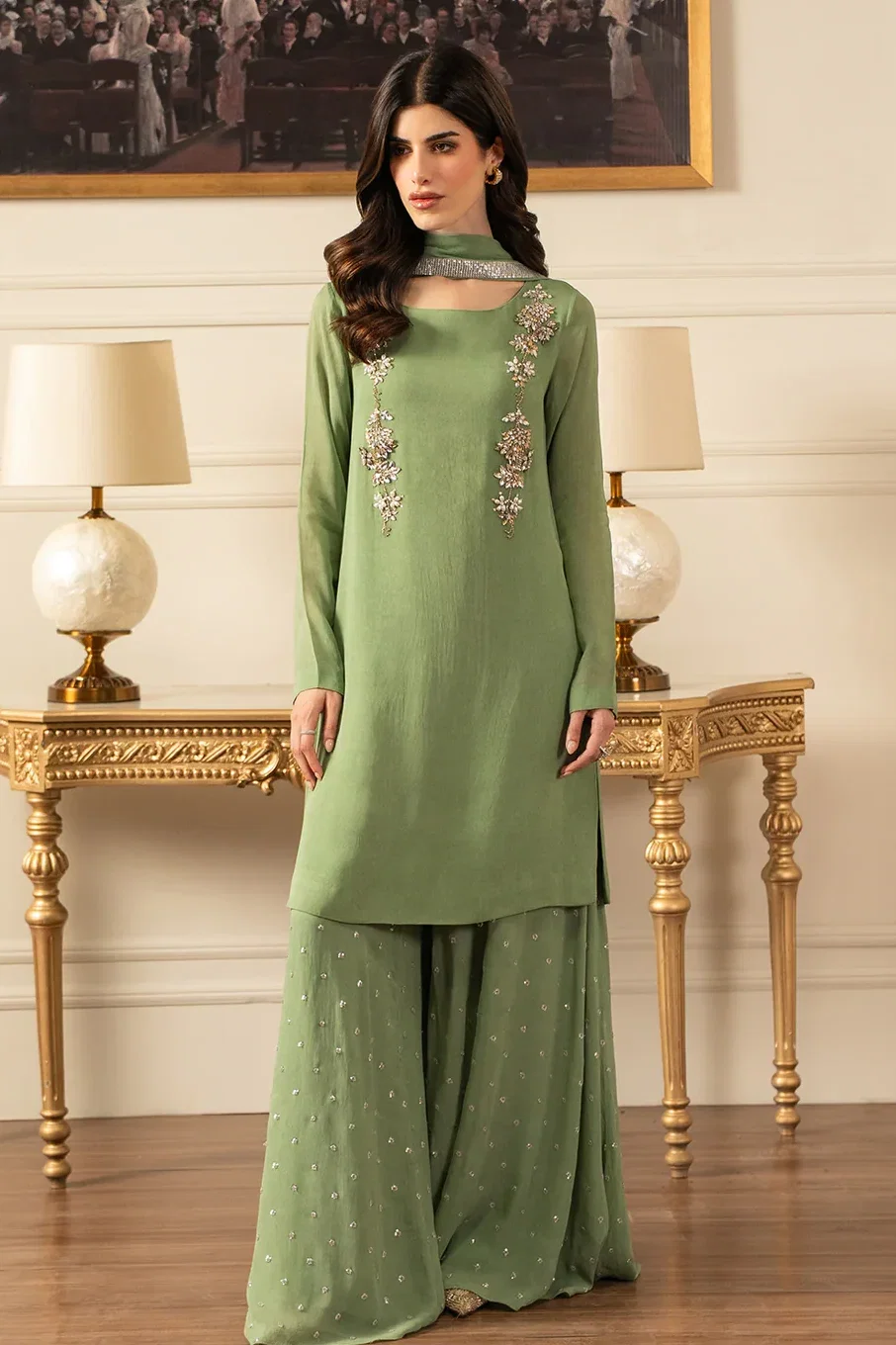 Lulusar Pistachio Chiffon Formal Collection Replica