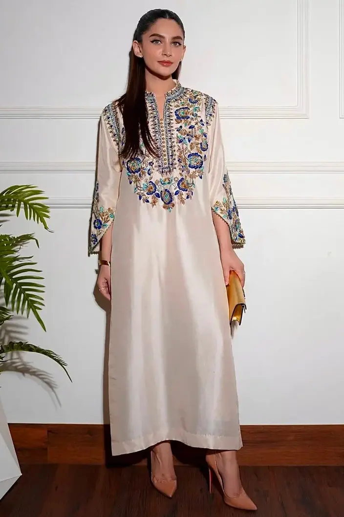 Alizeh Saad White Silk Formal Collection Replica