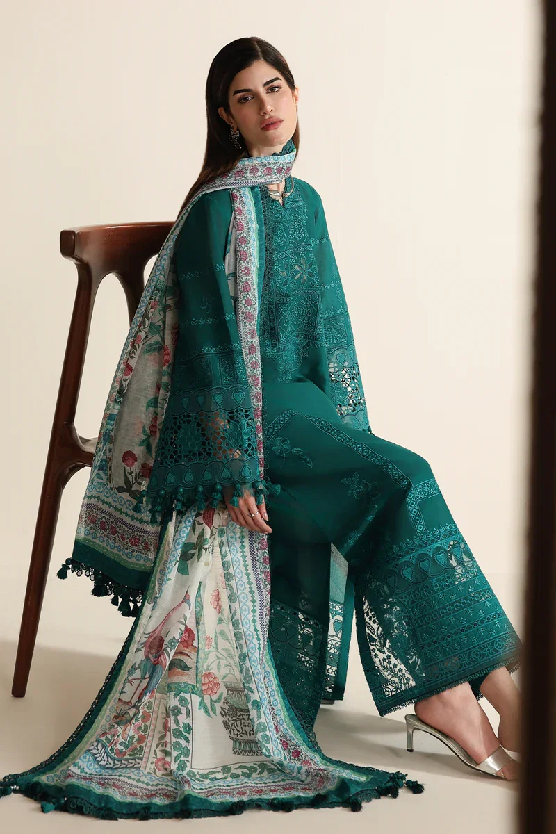 Alternative view of Jazmin Zinc Green Luxury Lawn Collection Replica