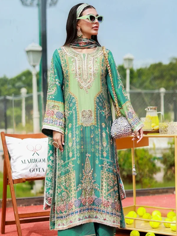 Ansab Jahangir Green Jacquard-Swiss Collection Replica