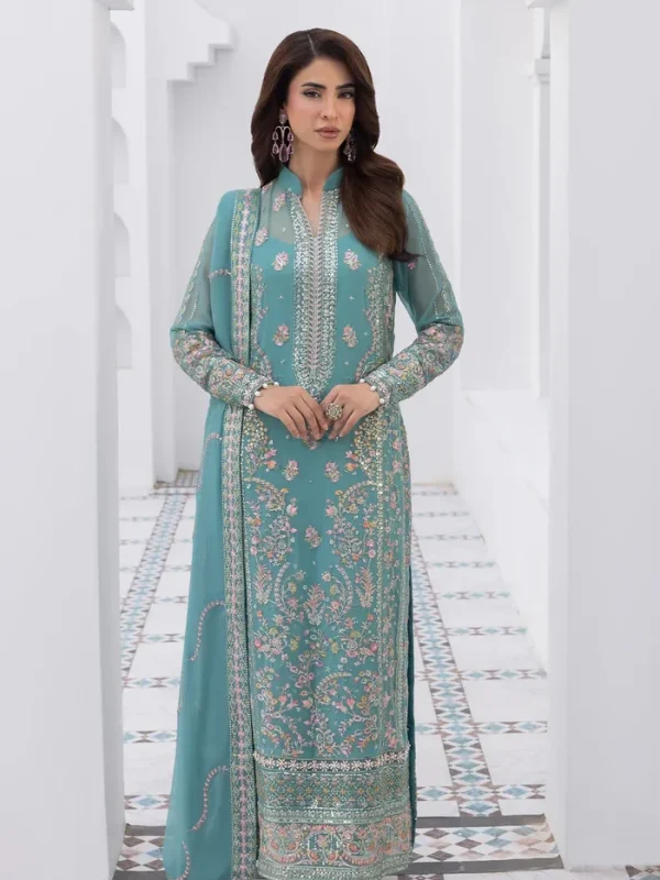 Gulaal Seagreen Chiffon Formal Collection Replica