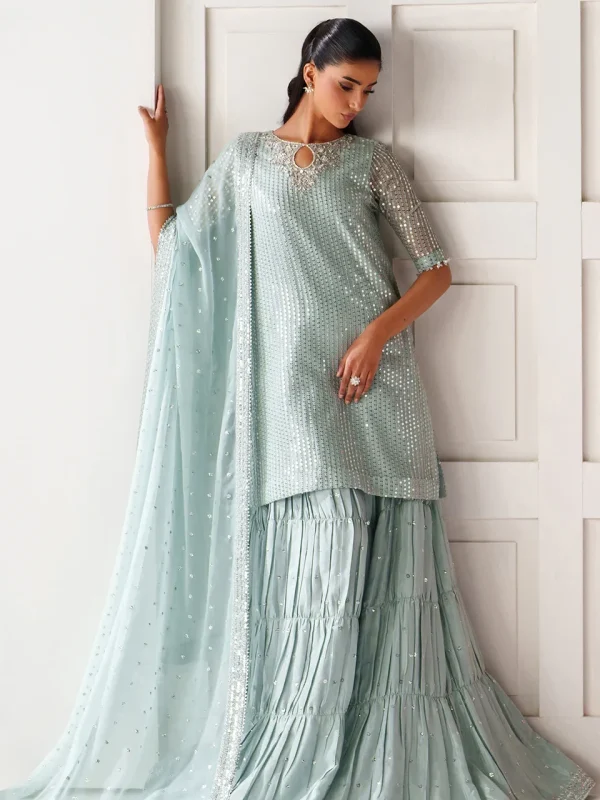 Baroque Ice Blue Chiffon Formal Collection Replica