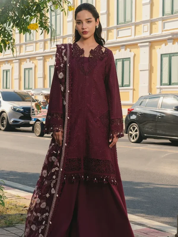 Afrozeh Maroon Luxury Lawn Collection Replica