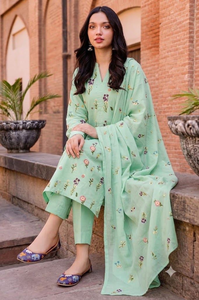 Shrenz Pistachio Luxury Lawn Collection Replica - Image 3