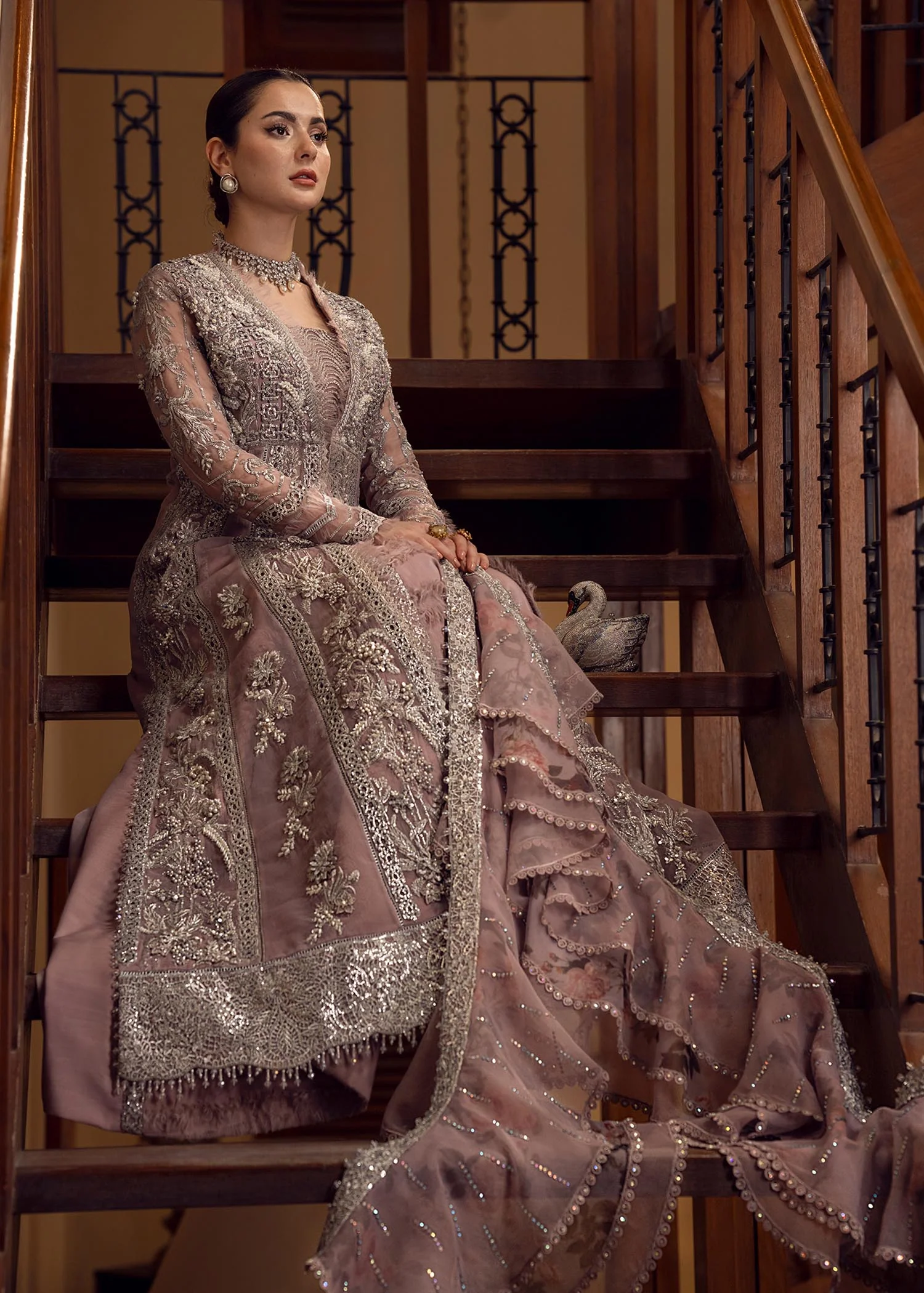 Crimson Peach Organza Bridal Collection Replica - Image 3