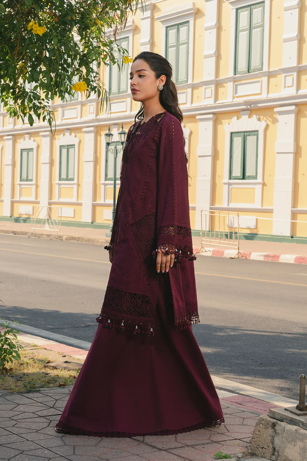 Afrozeh Maroon Luxury Lawn Collection Replica - Image 2