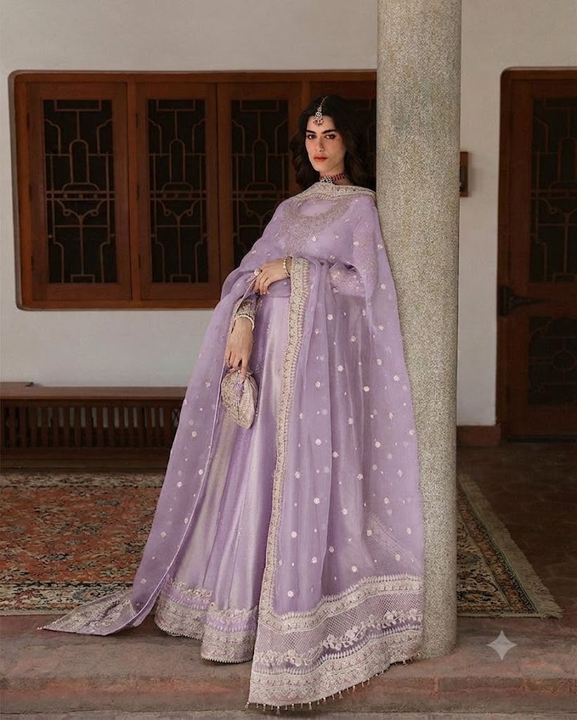 Faiza Saqlain Purple Bridal Collection Maysori Maxi Replica - Image 2