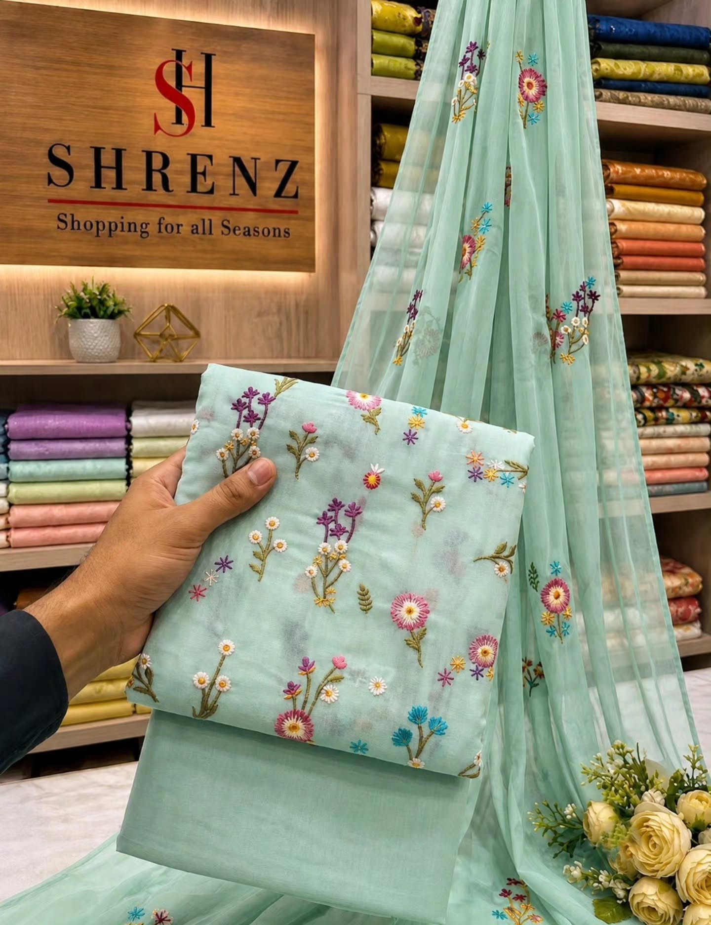 Shrenz Pistachio Luxury Lawn Collection Replica - Image 2