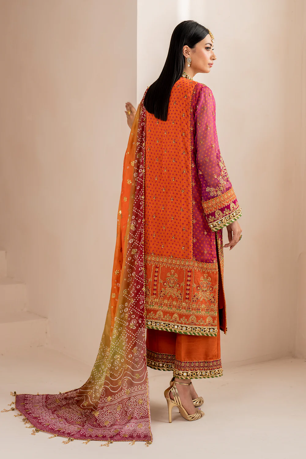 Baroque Orange Chiffon Formal Collection Replica - Image 2
