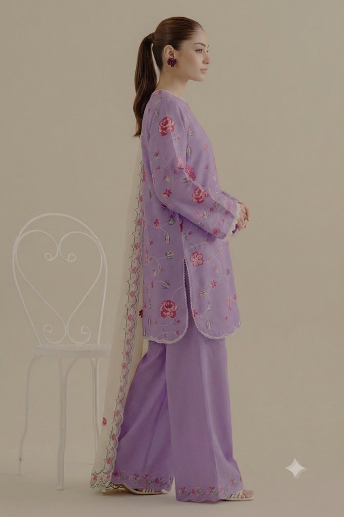Zara Shahjahan Purple Luxury Lawn Collection Replica - Image 2