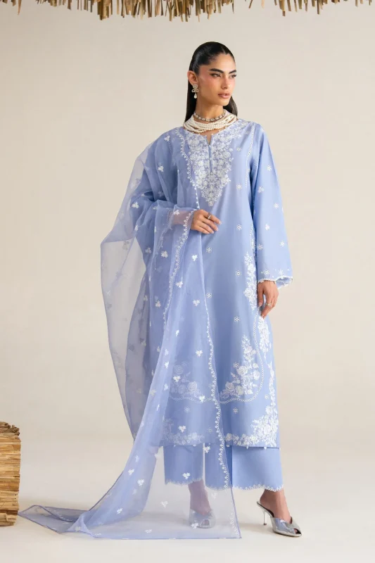 Batik Sky Blue Luxury Lawn Collection Replica