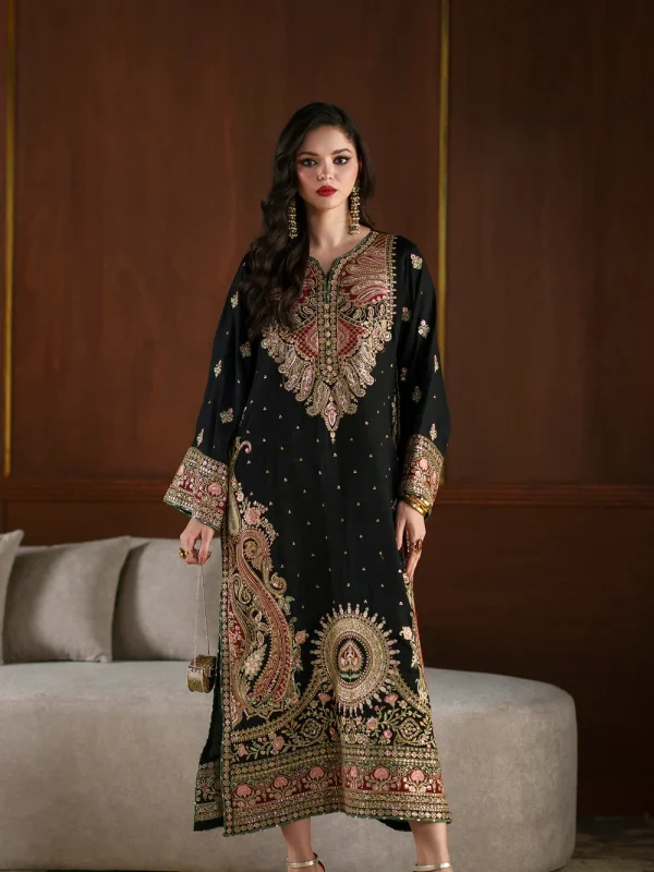 Ethnic Black Sheesha Silk Formal Collection Replica