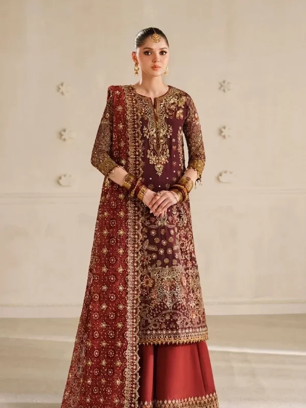 Baroque Maroon Chiffon Formal Collection Replica