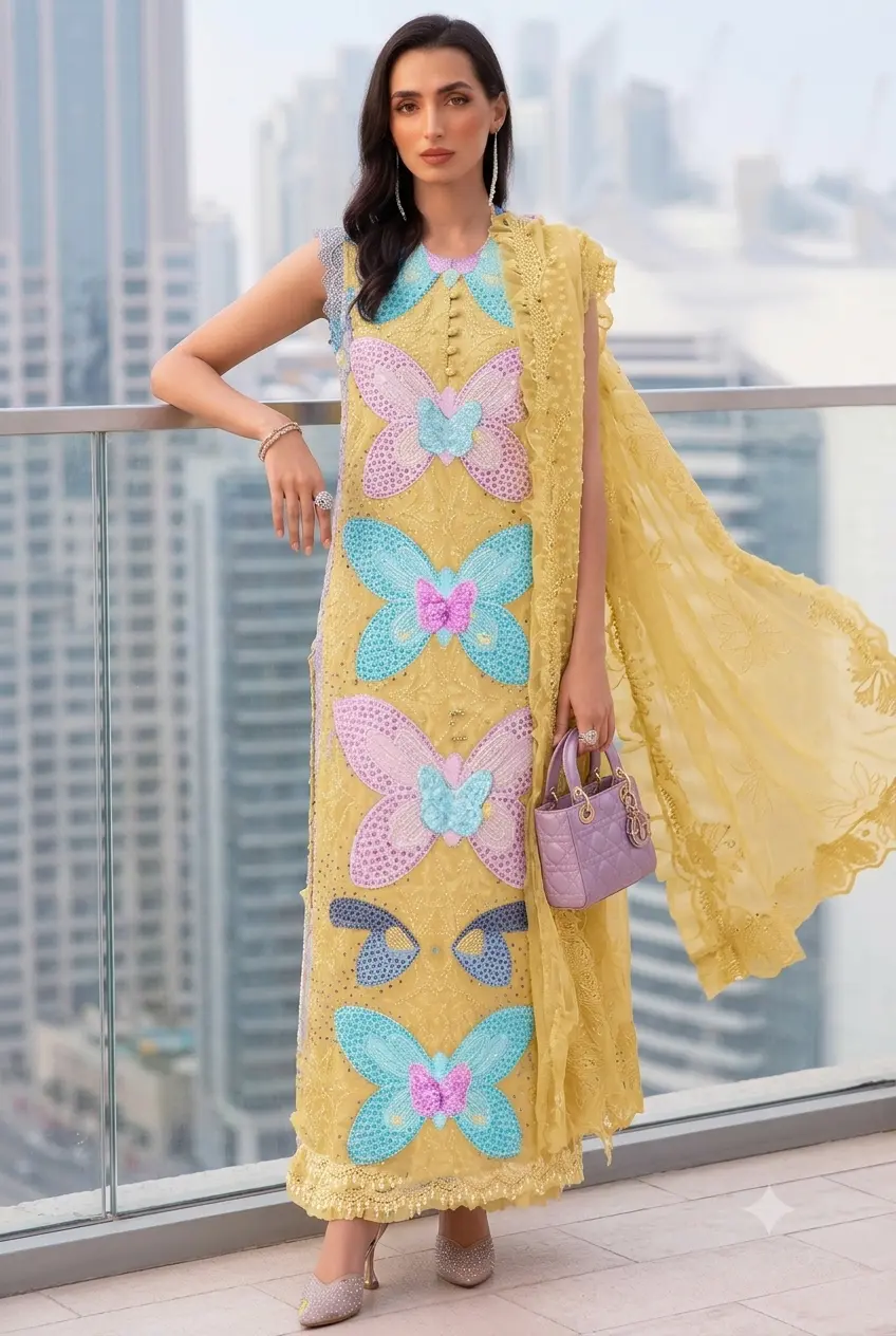 Maria B Yellow Luxury lawn Collection Replica - Image 2