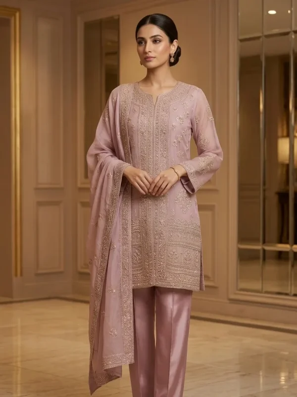 Agha Noor Peach Organza formal collection replica