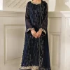 Iznik Navy Blue Chiffon Collection Replica