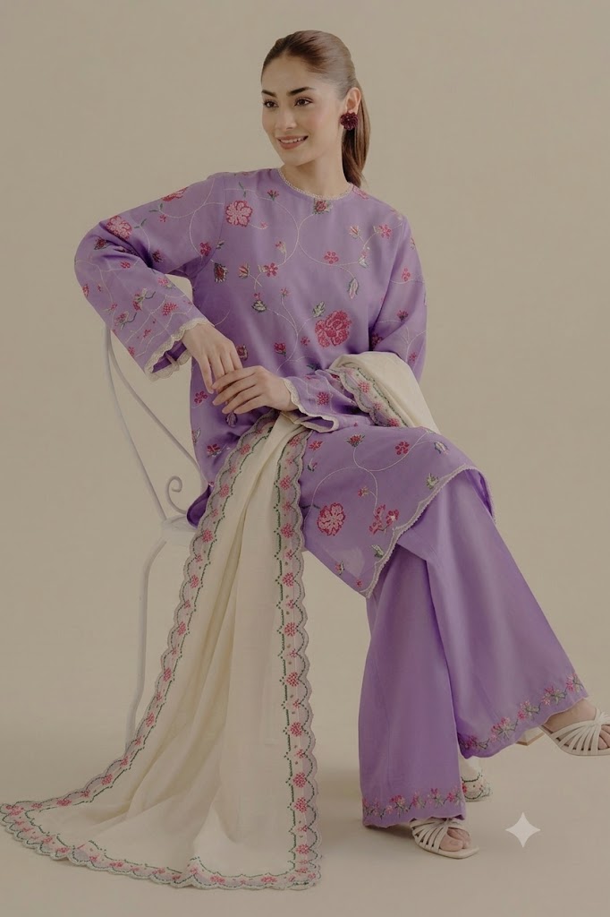 Zara Shahjahan Purple Luxury Lawn Collection Replica - Image 3