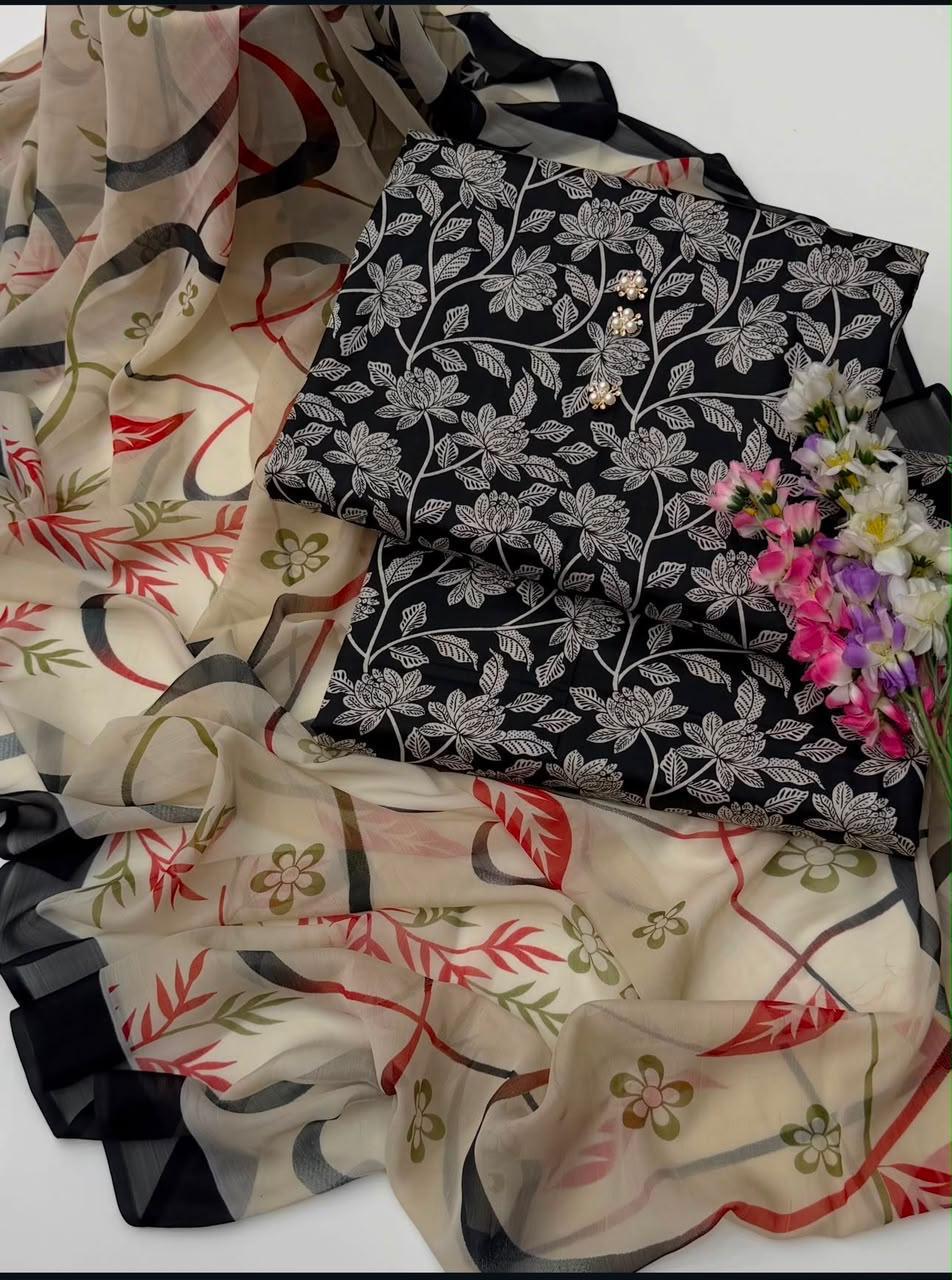 Shrenz Black Swiss Lawn Collection Replica - Image 2