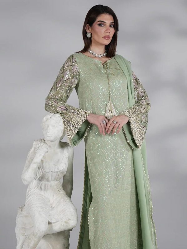 Amave Pistachio Chiffon Formal Collection Replica