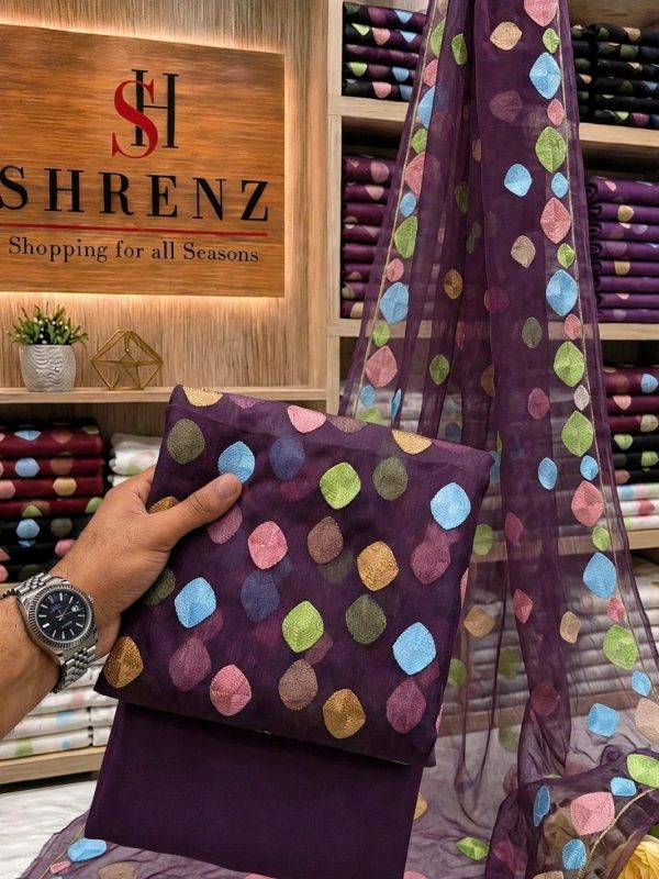 Shrenz Purple Chiffon Formal Collection Replica