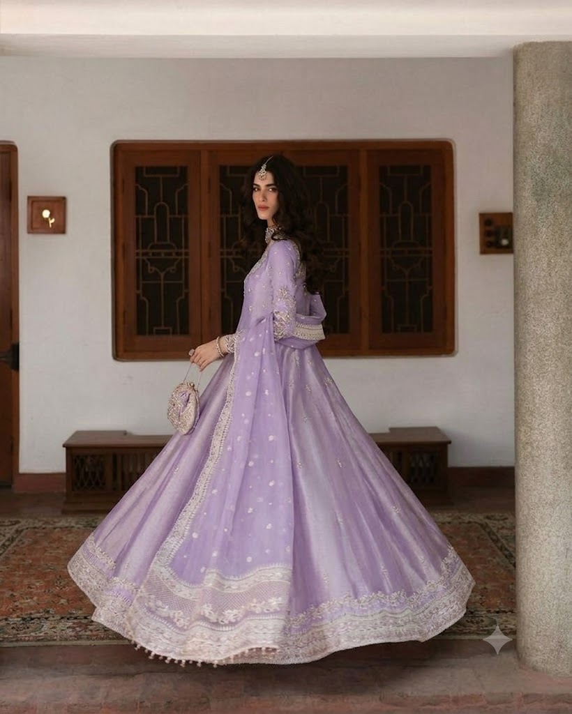 Faiza Saqlain Purple Bridal Collection Maysori Maxi Replica - Image 3