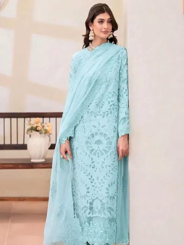 Imrozia Sky Blue Luxury Lawn Collection Replica