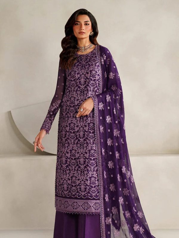 Zarif Purple Chiffon Formal Collection Replica