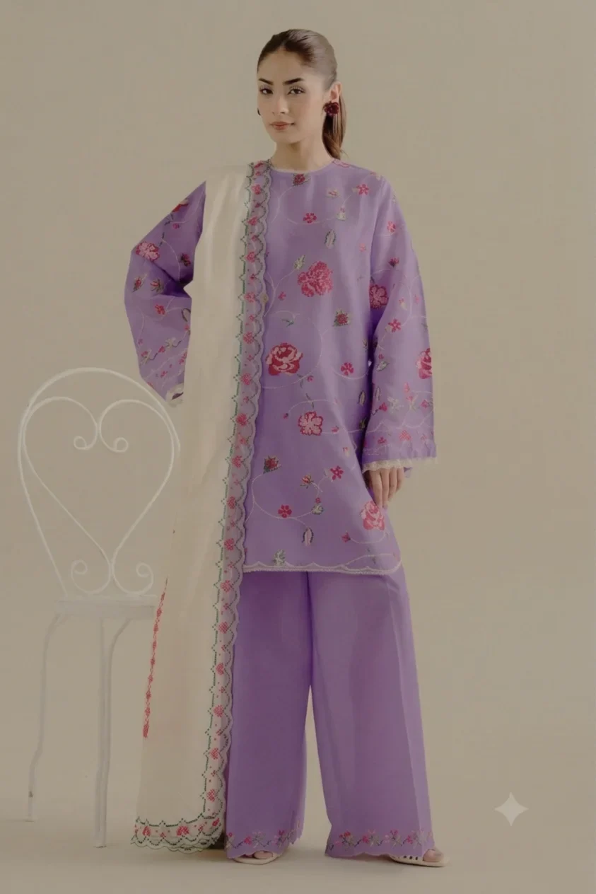 Zara Shahjahan Purple Luxury Lawn Collection Replica