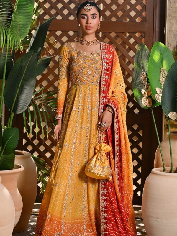 Ansab Jahangir Yellow Chiffon Bridal Collection Replica