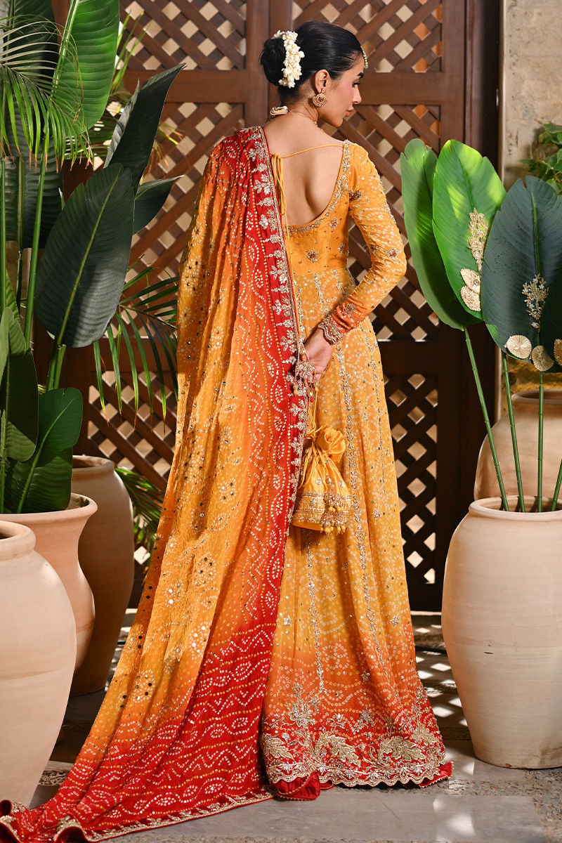 Ansab Jahangir Yellow Chiffon Bridal Collection Replica - Image 2