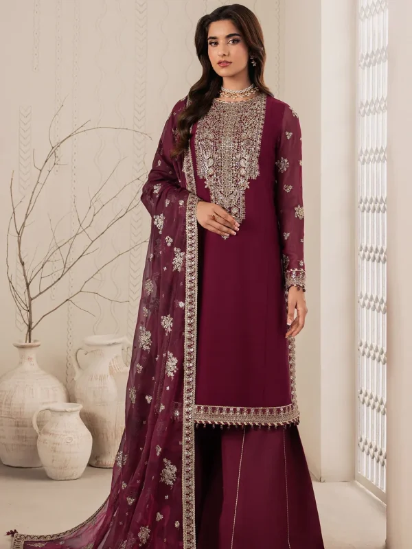 Zarif Maroon Chiffon Formal Collection Replica