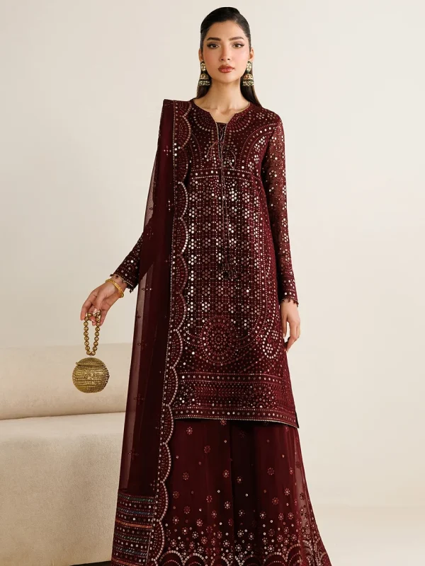 Jazmin Maroon Chiffon Formal Collection Replica
