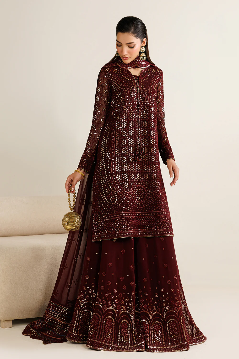 Jazmin Maroon Chiffon Formal Collection Replica - Image 3