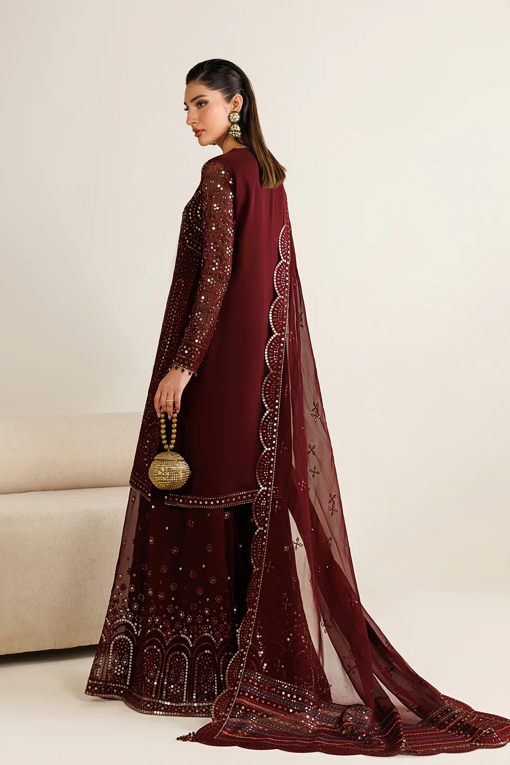 Jazmin Maroon Chiffon Formal Collection Replica - Image 2