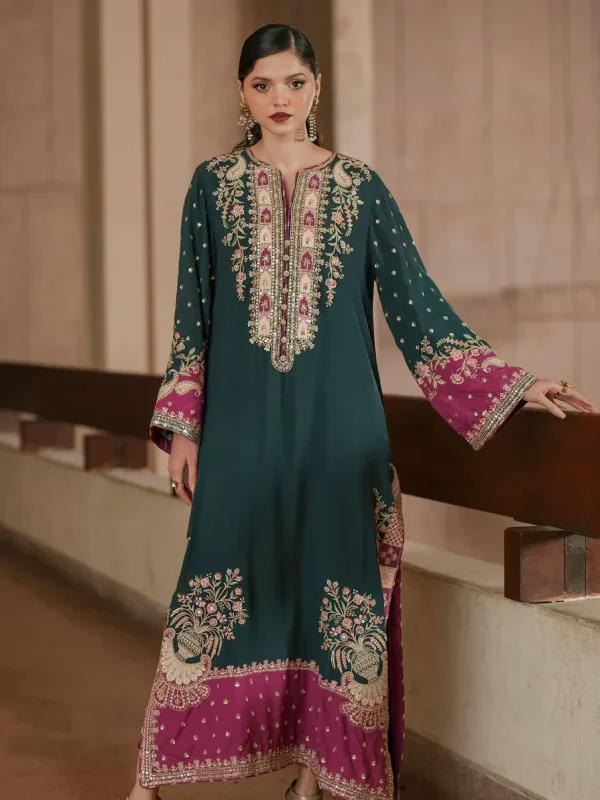 Ethnic Seagreen Silk Formal Collection Replica