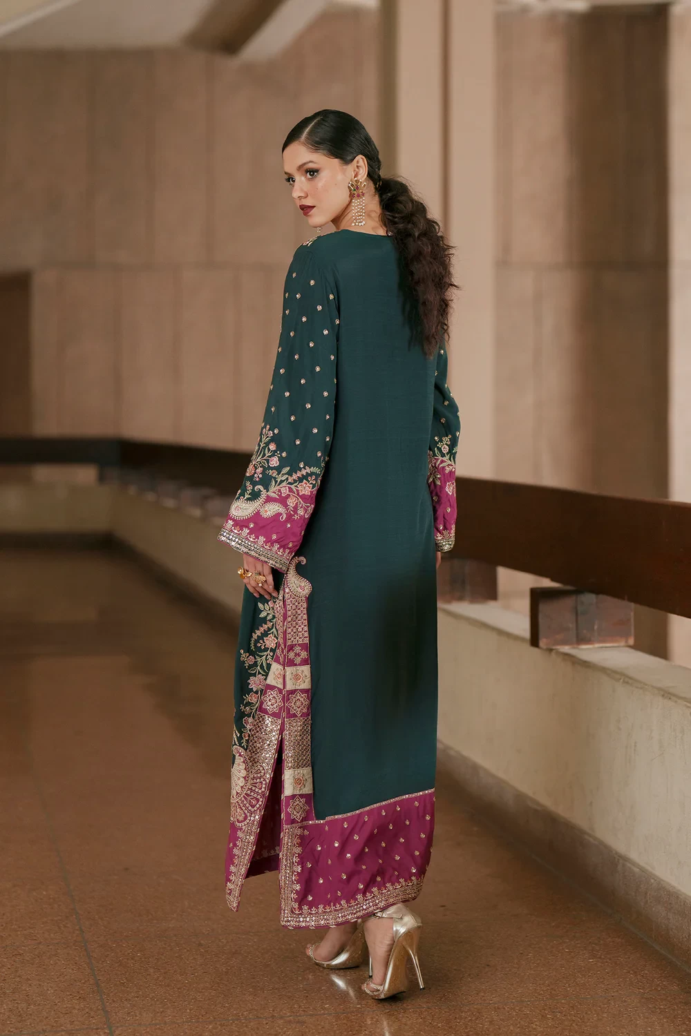Ethnic Seagreen Silk Formal Collection Replica - Image 2
