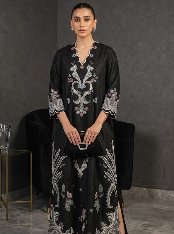 Ethnic Black Sheesha Silk Formal Collection Replica