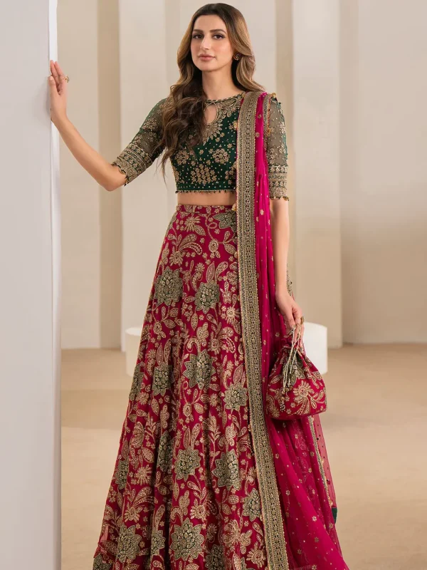Jazmin Shocking Pink Chiffon Bridal Collection Replica