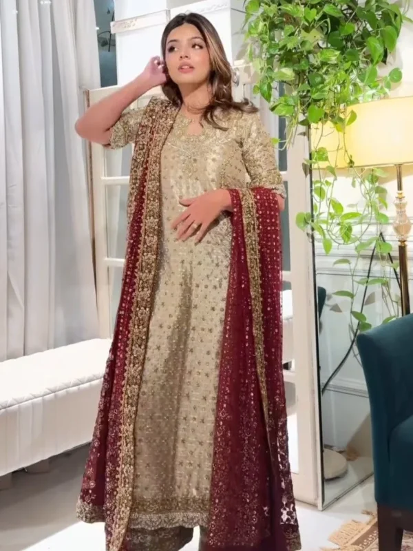 Haris Shakeel Golden Maysori Bridal Collection Replica