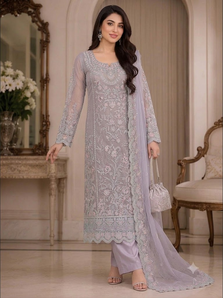 Shrenz Mauve Organza Formal Collection Replica - Image 2