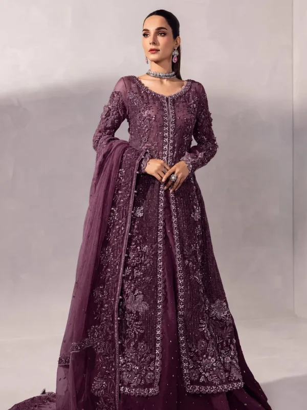 Maria B Purple Sheesha Silk Bridal Collection Replica